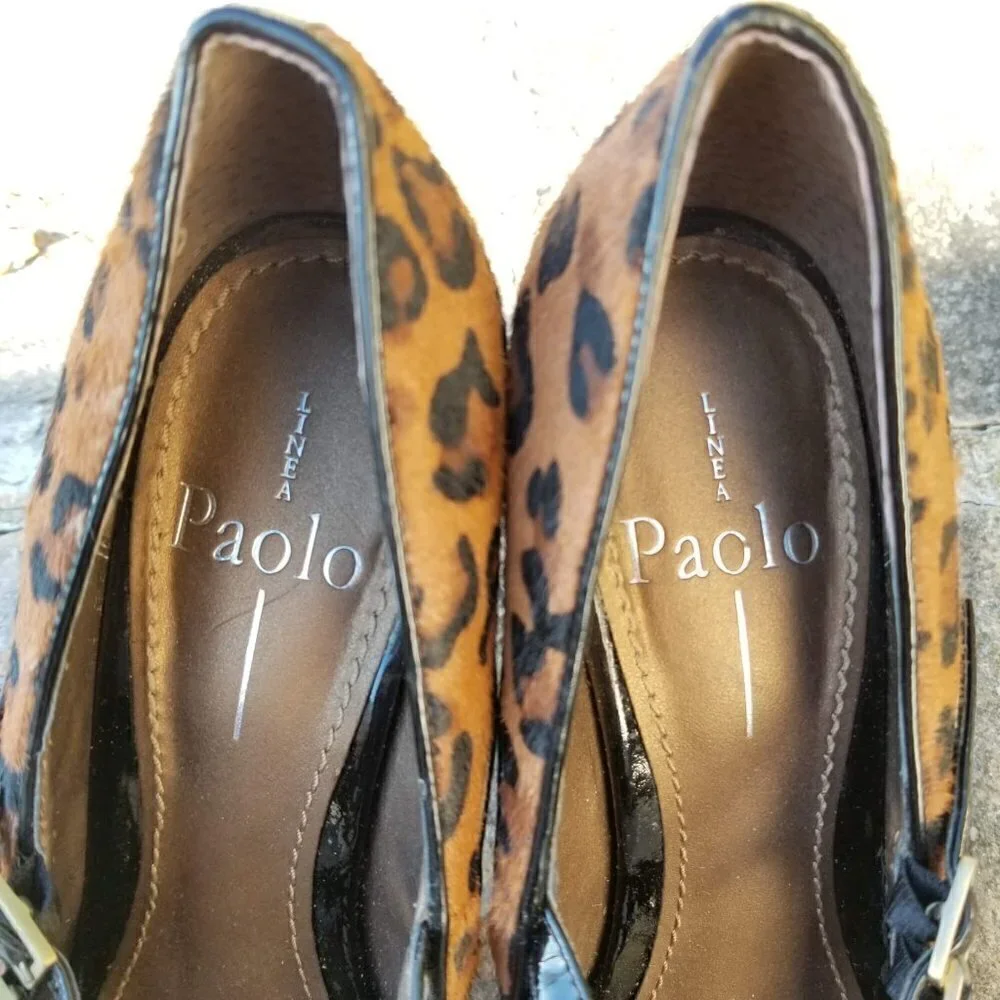 Linea Paolo Jenera Calf Hair Leopard Peep Toe Pump